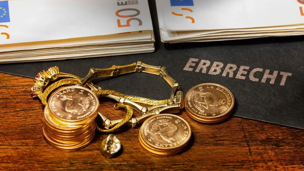 Erbrecht, Nachlasspflege, Nachlassverwaltung, Nachlass, Nachlasspfleger Rechtsanwalt Notar, Hinterlassenschaft, erbe, streitfall, vorsorge, erbstreit, vermächtnis, testament, testamentarisch, symbol Erbrecht Velen | Bargeld und Schmuck, Mappe "Erbrecht"