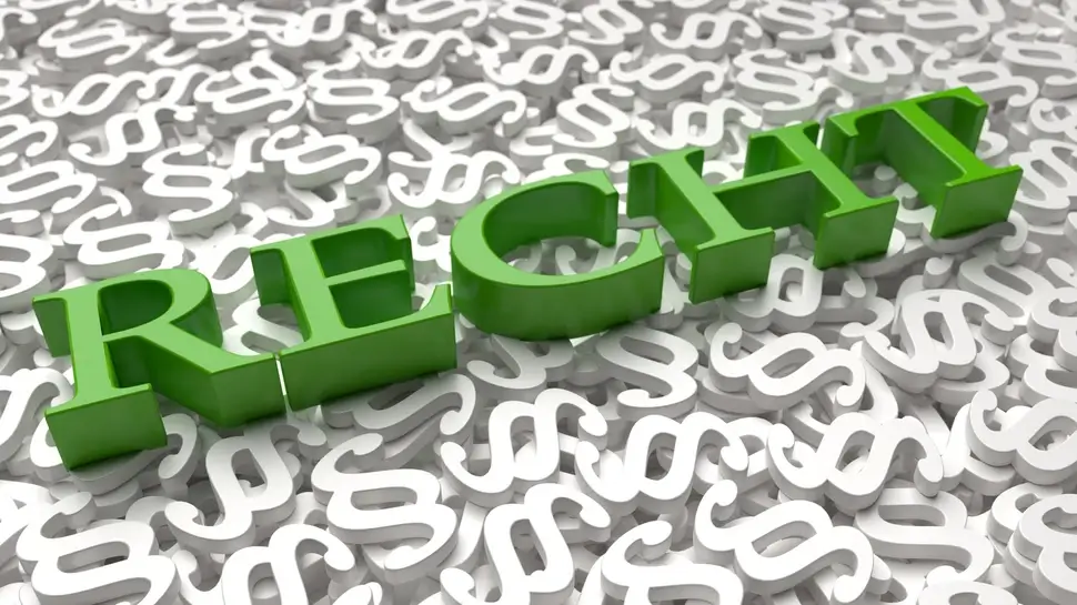 Recht Familienrecht Münster | 3D-Grafik "Recht" auf 3D Paragraph-Zeichen Figuren