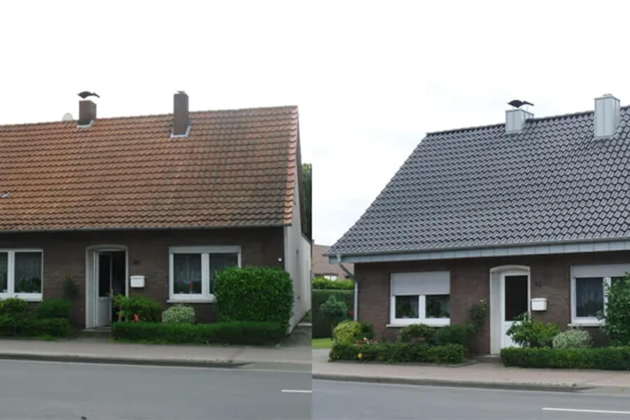 Dachsanierung in Haren (Ems) | Beispiel einer Umdeckung vorher/nachher von Schulte Dachdecker