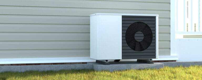 Wärmepumpen Aurich | Außen installierte Wärmepumpe zur umweltfreundlichen Heiz- und Kühltechnik, ideal für energieeffiziente Gebäude