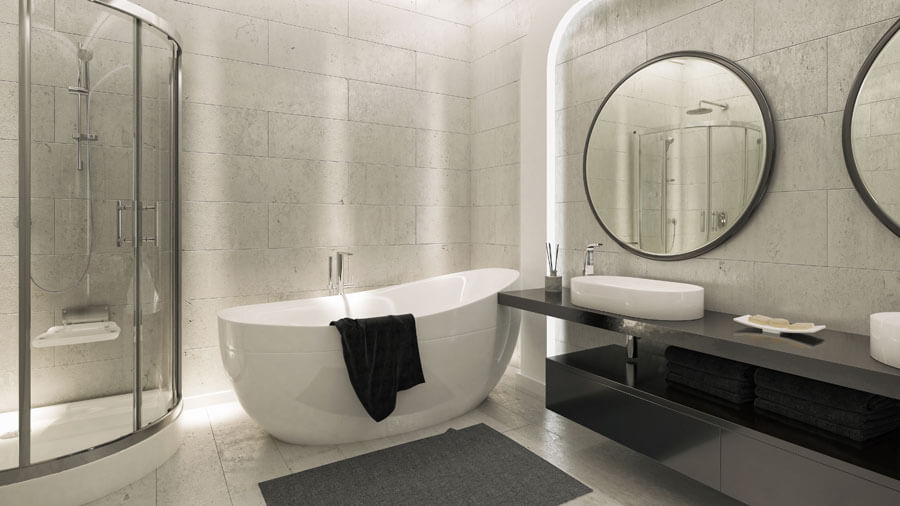 Badsanierung Bassum | Eine freistehende Badewanne wird zum Herzstück des Raumes und verwandelt selbst kleine Bäder in einen persönlichen Wellnessbereich mit Spa-Charakter